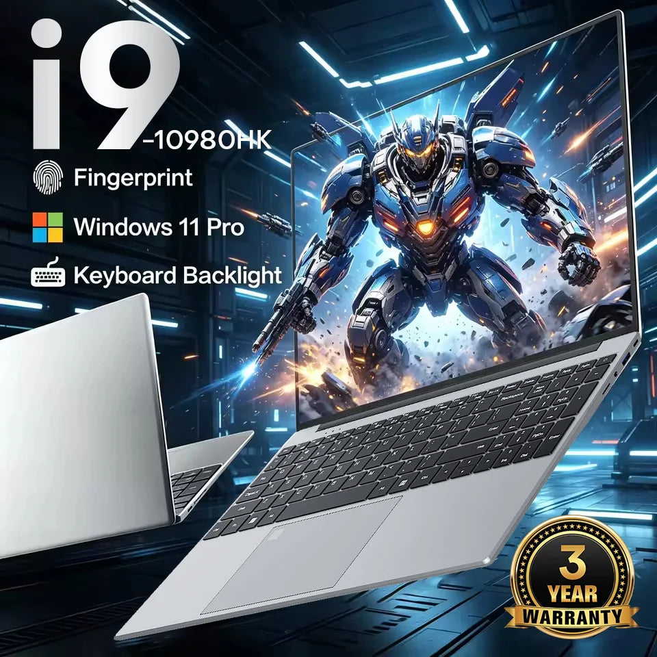 PC Portable Gaming 15.6" Intel Core i9-10980HK / i3-6100 — Empreinte, Clavier Rétroéclairé, 16 Go, SSD 1To/2To, 90Hz, Windows 11
