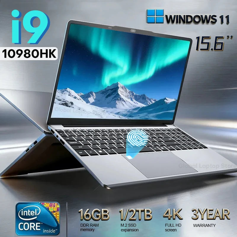 PC Portable Gaming 15.6" — Intel Core i9-8950HK ou i3-6100, 16 Go RAM, 512 Go à 2 To SSD, Empreinte Digitale, Windows 11