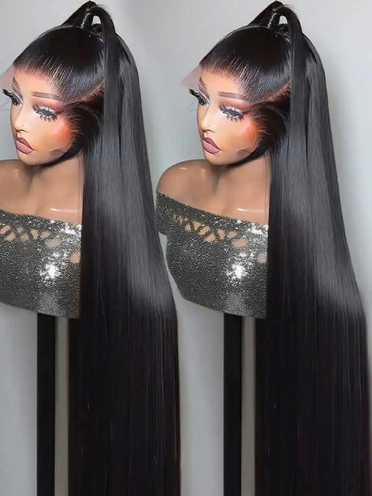 Perruque Lisse Bone Straight 250% Sans Colle — Lace Front HD 13x6 Cheveux Brésiliens 40 à 42 Pouces