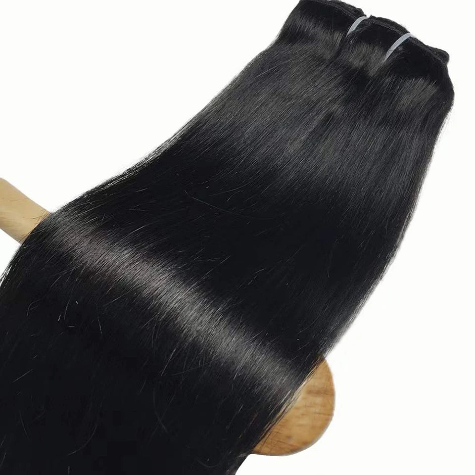 Extensions Clip-In Lisse Cheveux Brésiliens Remy 120g — 8 Pièces Tête Complète Noir Naturel