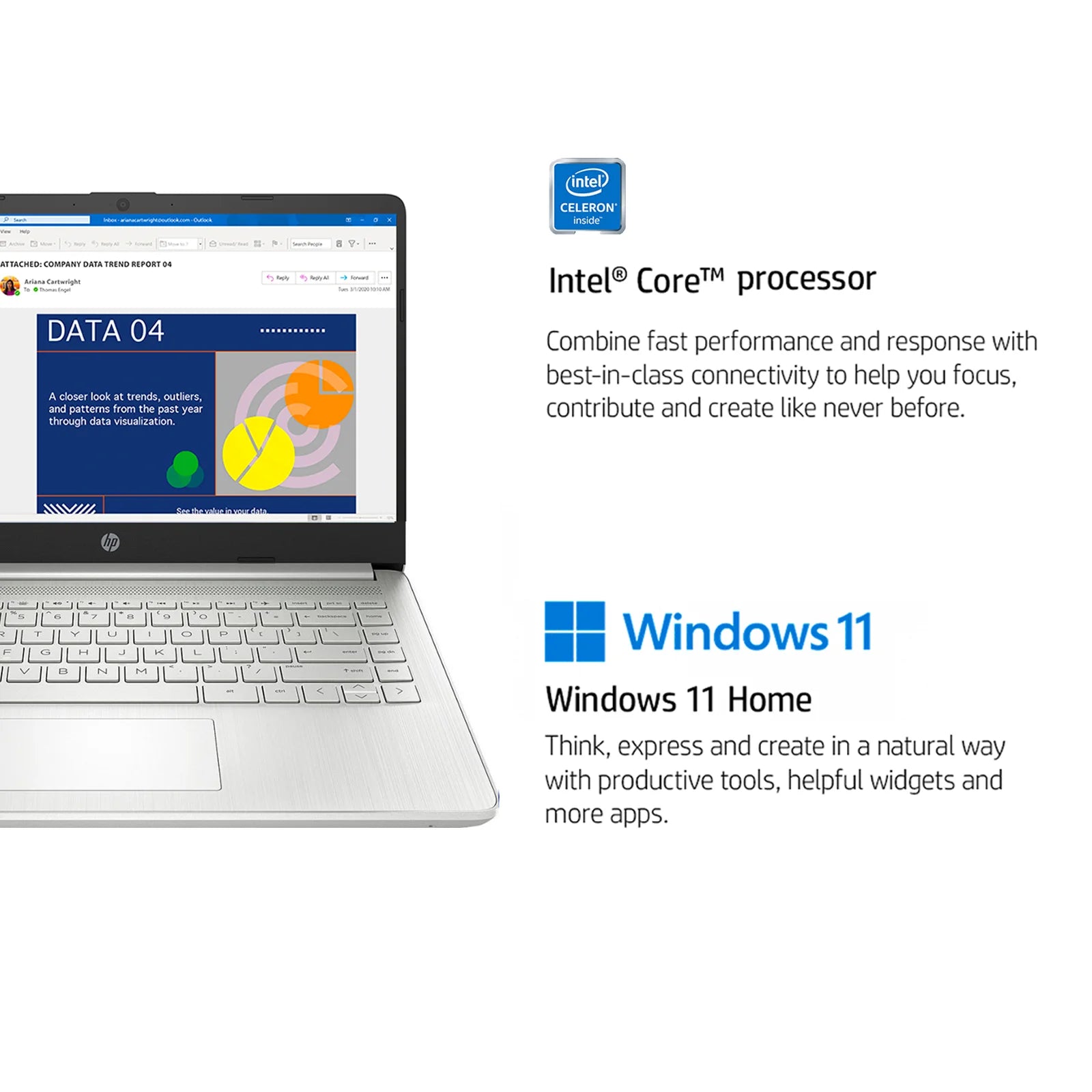 PC Portable HP 14" Intel Celeron N4120 — 4 à 16 Go RAM, 128 à 384 Go, Office 365 Inclus
