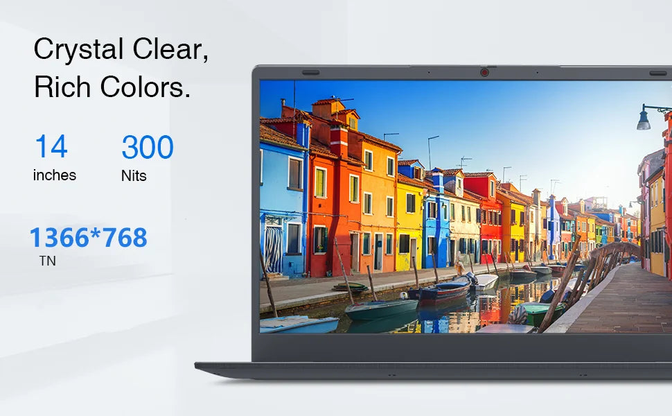 PC Portable Étudiant 14" Intel Celeron N4000 — 8 Go RAM, 256 Go SSD, IPS FHD, WiFi 5, RJ45, Windows 11