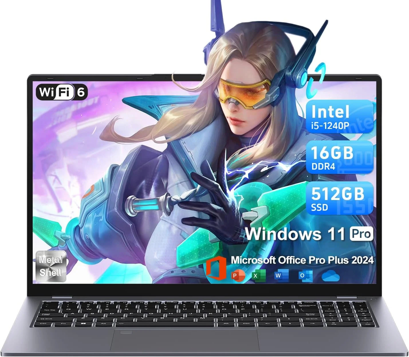 PC Portable Business HYDS 15.6" Intel Core i5-12450H — Boîtier Métal, Clavier 7 Couleurs, IPS FHD, WiFi 5, Windows 11 Pro