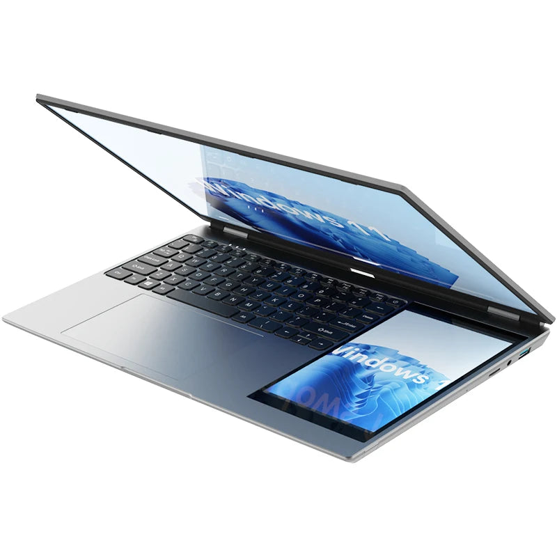 PC Portable Double Écran 15,6"+7" Tactile — Intel N95, 8 Go RAM, SSD M.2, IPS FHD, Windows 11 Pro