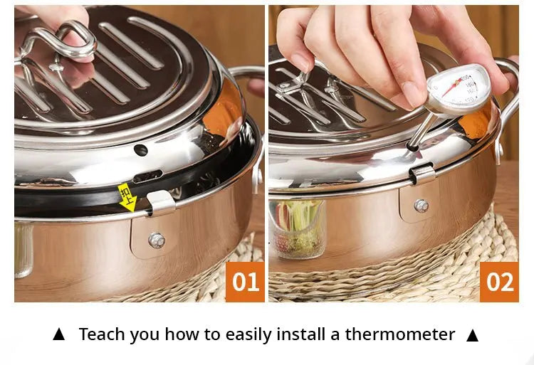 Friteuse en Inox avec Thermomètre Intégré