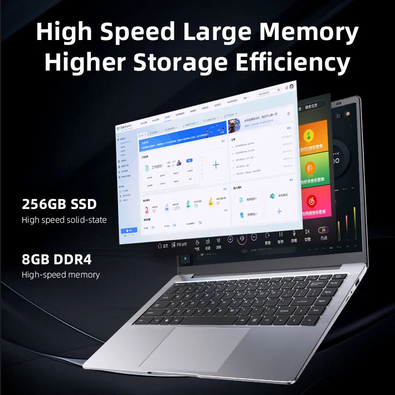 Ordinateur Portable BYONE 14" — Intel Celeron N4000, 8 Go RAM, SSD 256/512 Go, Windows 11