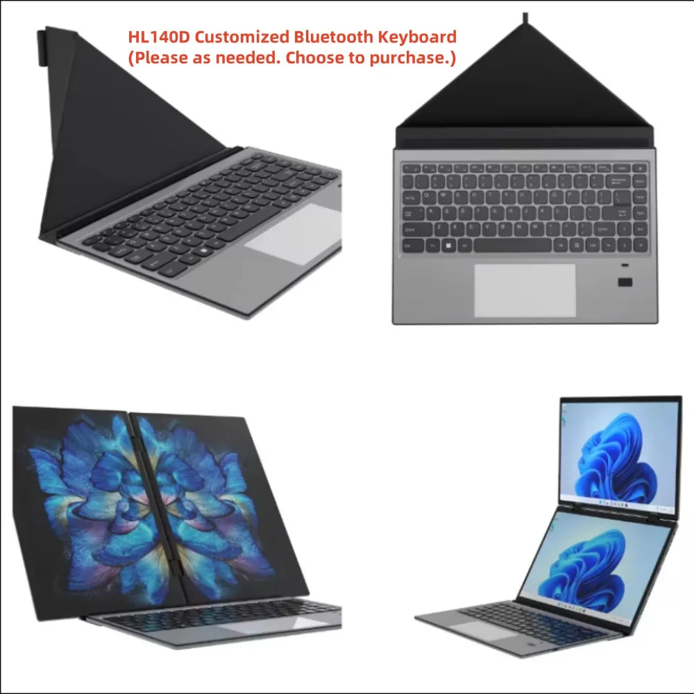 PC Portable Double Écran 14" — Intel N100, 16 Go RAM, 128 Go à 1 To SSD, Écran Tactile, Windows 11