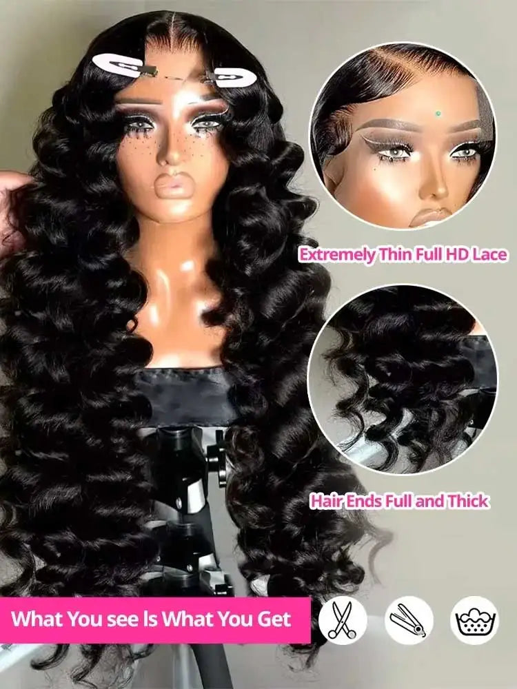 Perruque Loose Deep Wave 250% — Lace Front HD 13x4/13x6 Cheveux Brésiliens 40 à 42 Pouces
