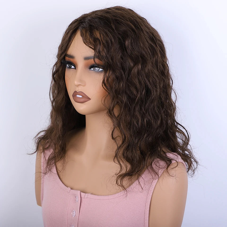 Perruque Body Wave Courte Brun 2# & 4# — Cheveux Brésiliens Naturels Prêt-à-Porter