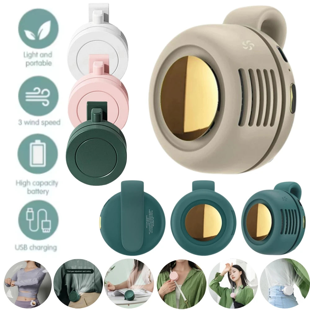 Mini Ventilateur Ceinture Clip Portable – Rechargeable, Mains Libres pour Extérieur et Bureau
