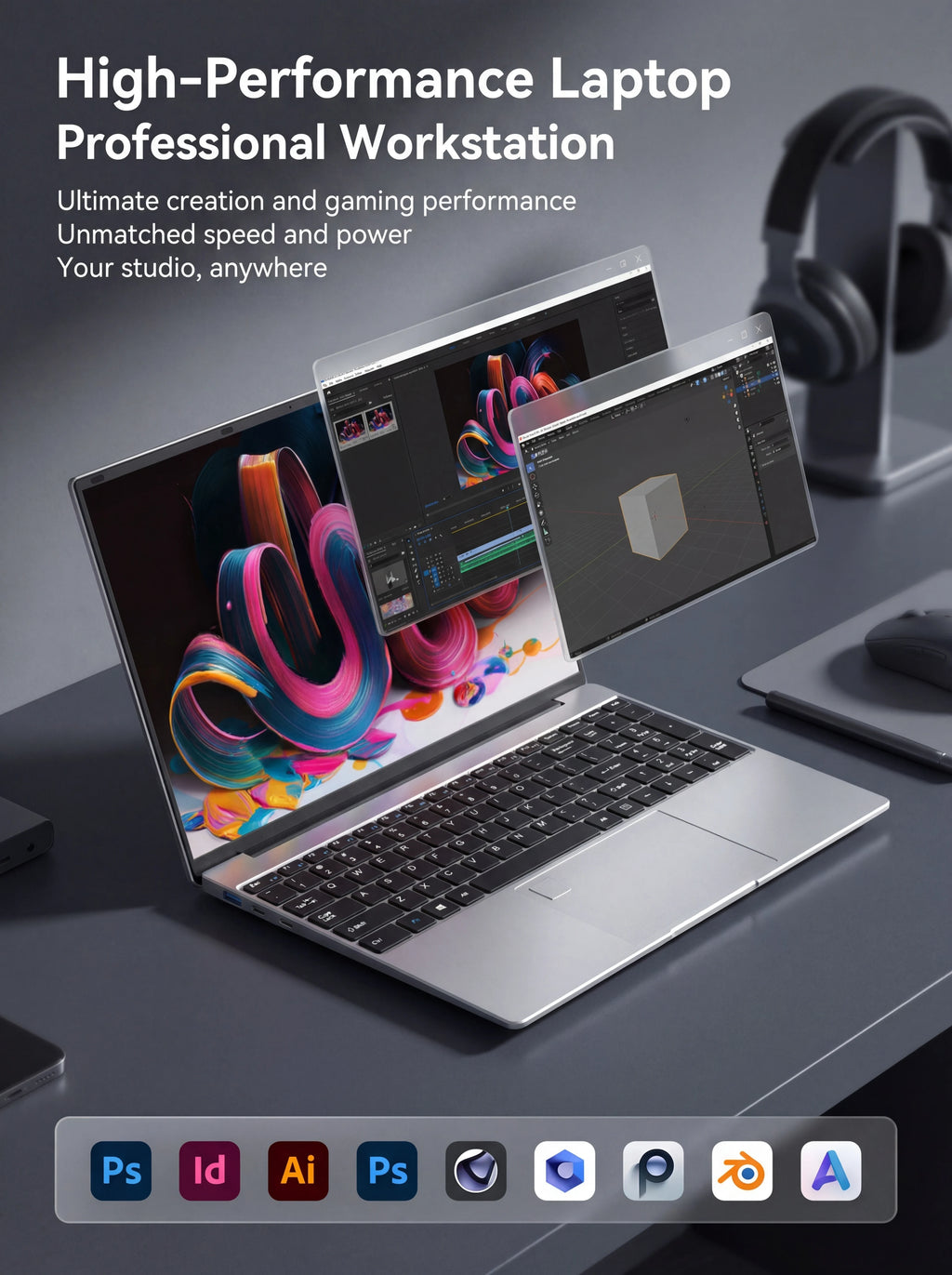 Ordinateur Portable NAIWO 15.6" 2026 — Intel Core i9-9880H, 32 Go DDR4, SSD 2To, Clavier Rétroéclairé, Windows 11 Pro