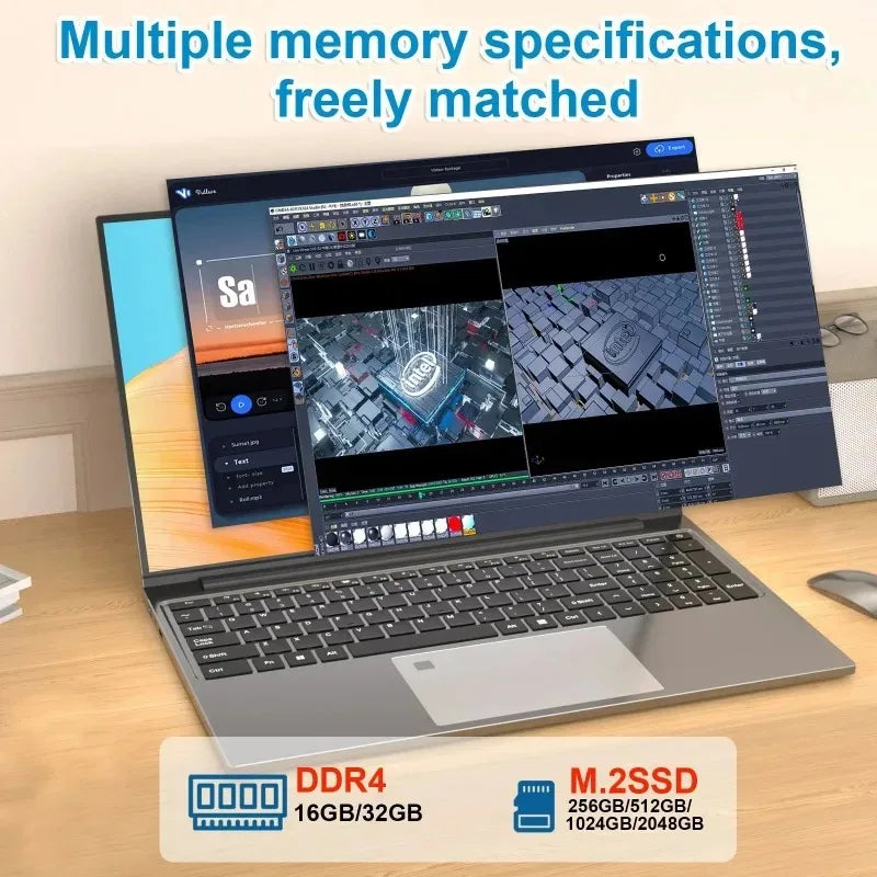 PC Portable 15.6" Intel Core M 6500Y — 16/32 Go RAM, SSD jusqu'à 2 To, Empreinte Digitale, Clavier Rétroéclairé, Windows 11