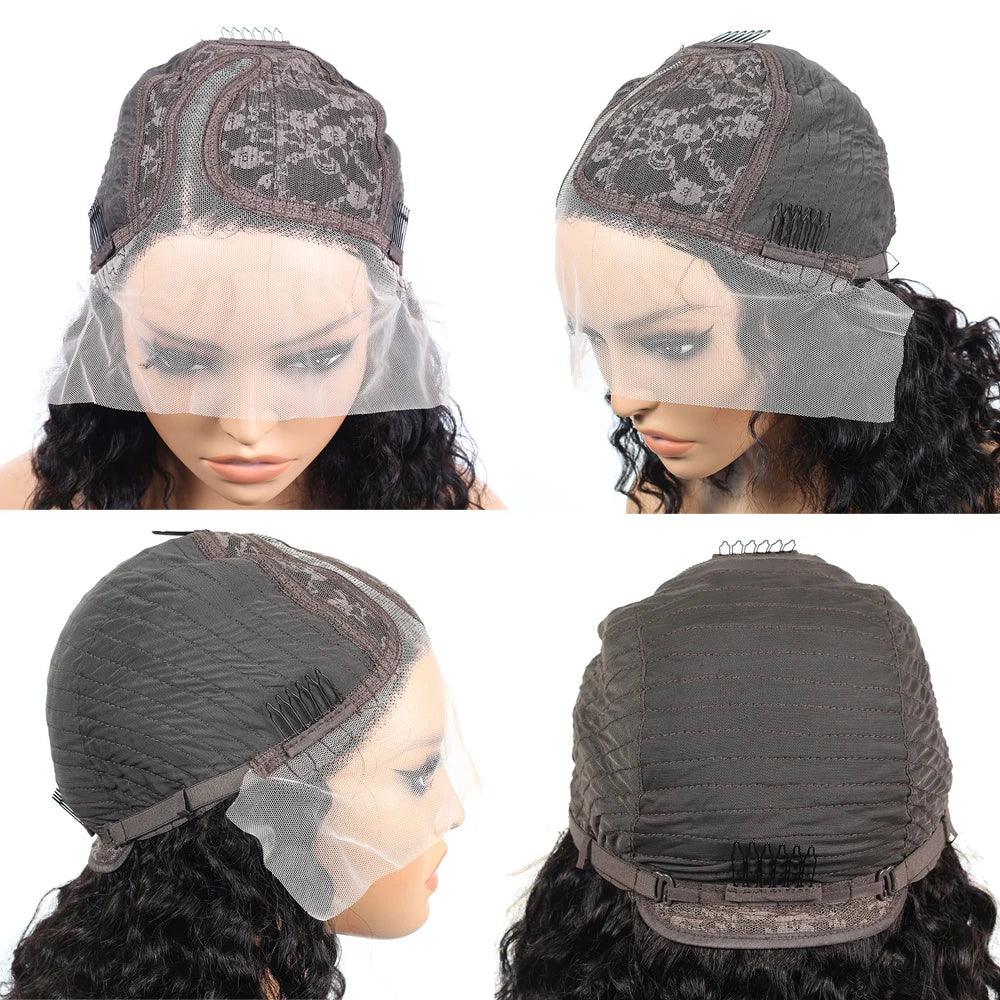 Perruque Bob Courte Deep Wave Curly — T Part Lace HD Cheveux Brésiliens Remy 100% Naturels