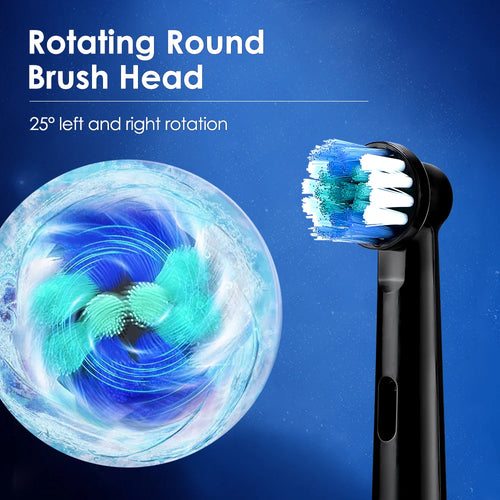Brosse à Dents Électrique Rotative – Nettoyage Profond, Rechargeable, 8 Têtes Incluses