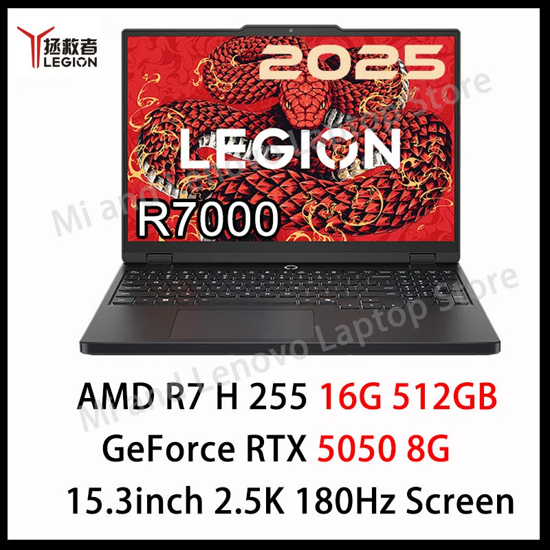 PC Gaming Premium Lenovo Legion R7000 2025 — Ryzen 7, RTX 5050, 16Go RAM, 512Go SSD, 15.3" 2.5K 180Hz