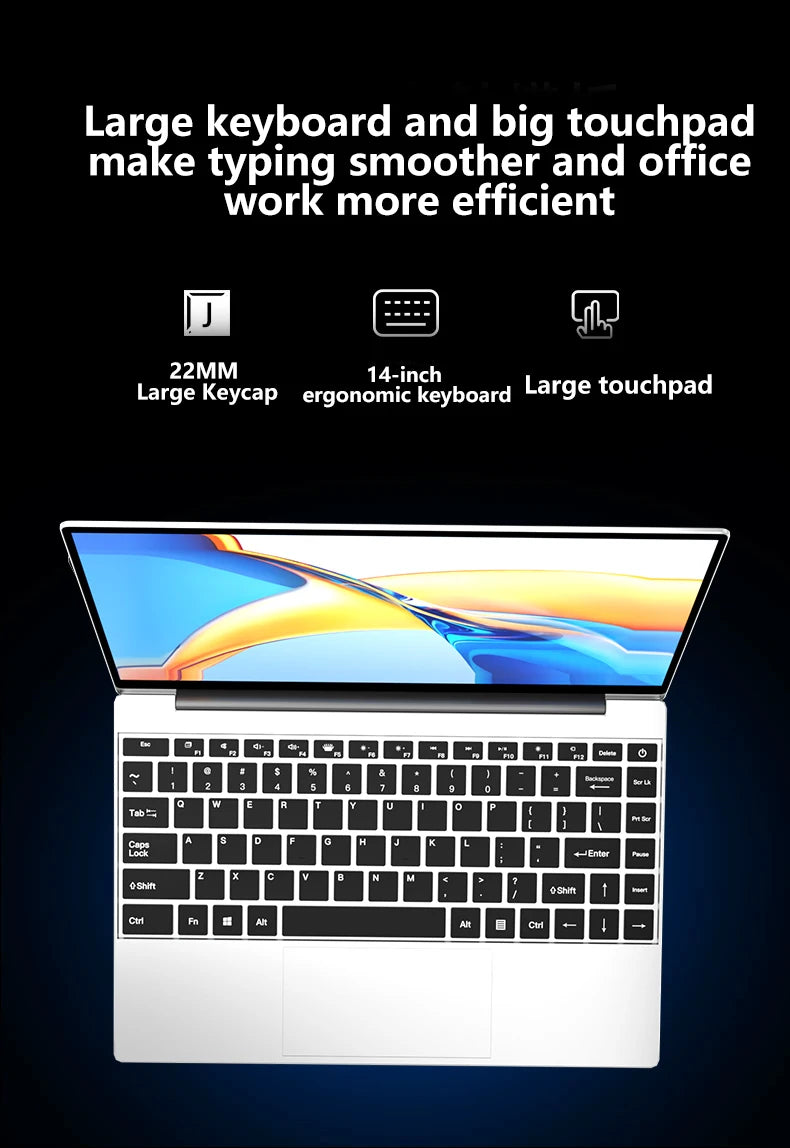 Ordinateur Portable LENO 14.1" Ultra Slim — Intel Pentium 4405U, 16 Go RAM, SSD 2To, Écran Full HD, Windows 11