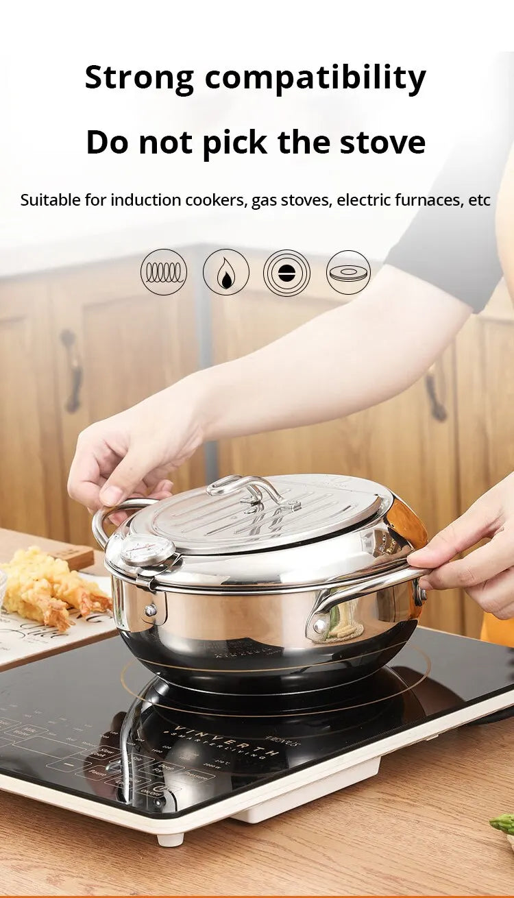 Friteuse en Inox avec Thermomètre Intégré