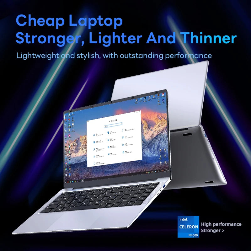 Ordinateur Portable BYONE 14" — Intel Celeron N4000, 8 Go RAM, SSD 256/512 Go, Windows 11
