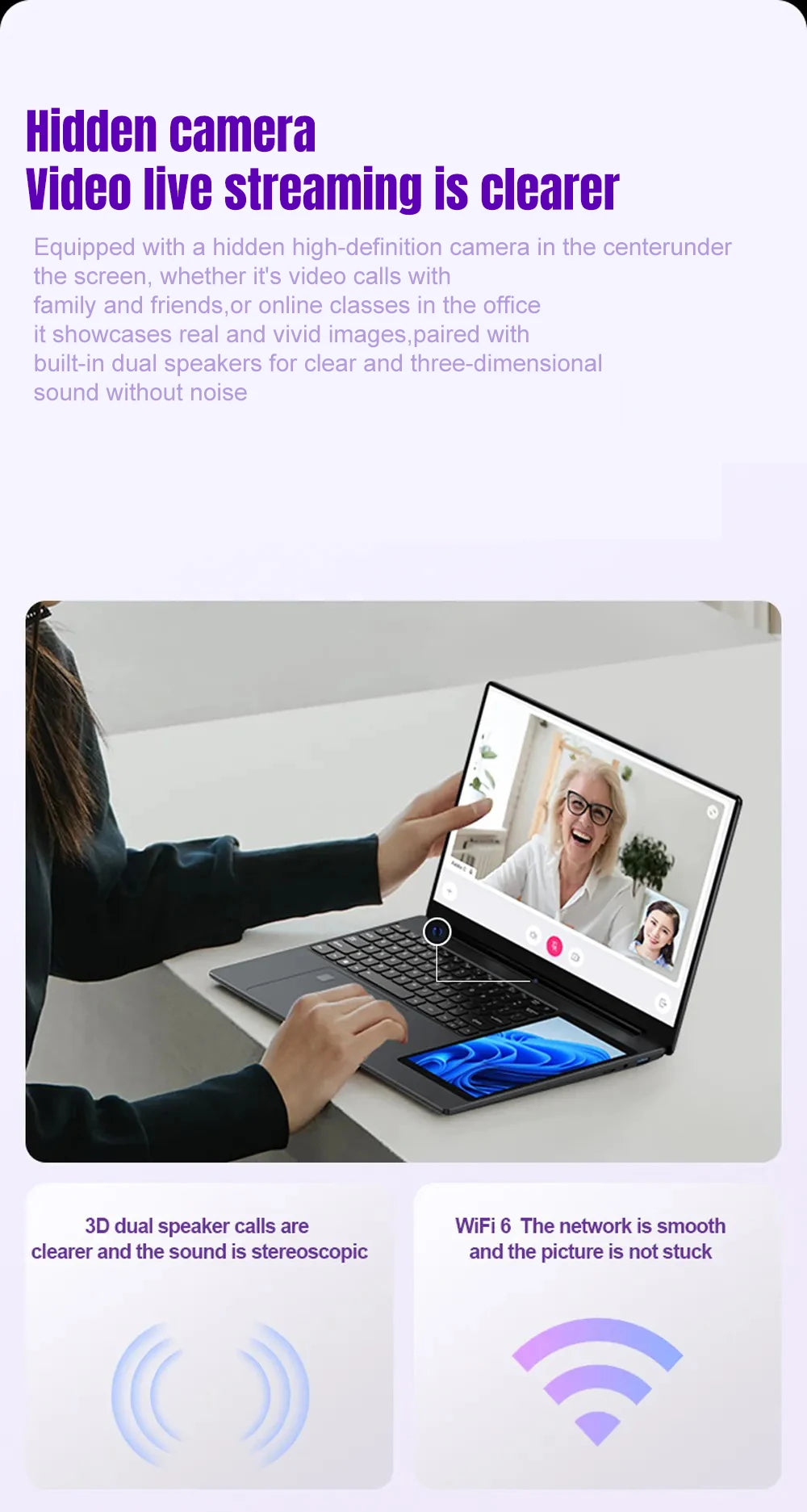 Ordinateur Portable CRELANDER 15.6" Double Écran — Intel N100, 16/32 Go RAM, SSD 1To/2To, Clavier RGB, Windows 11