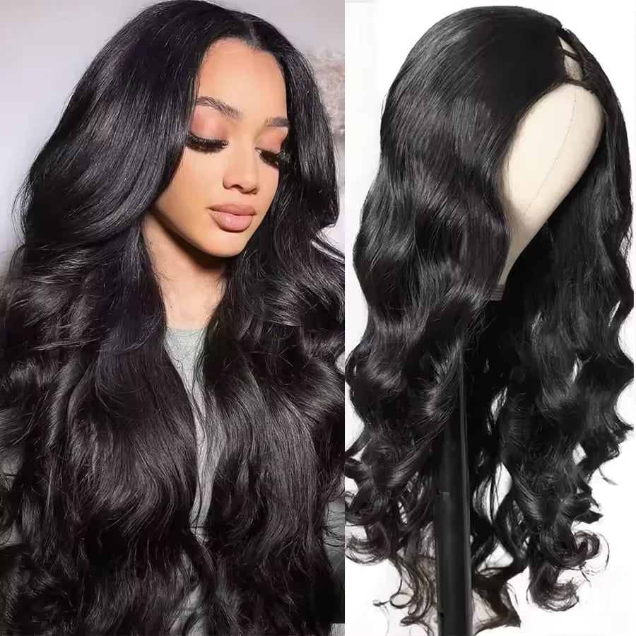 Perruque U Part / V Part Body Wave Sans Colle 200% — Cheveux Brésiliens 30 à 32 Pouces