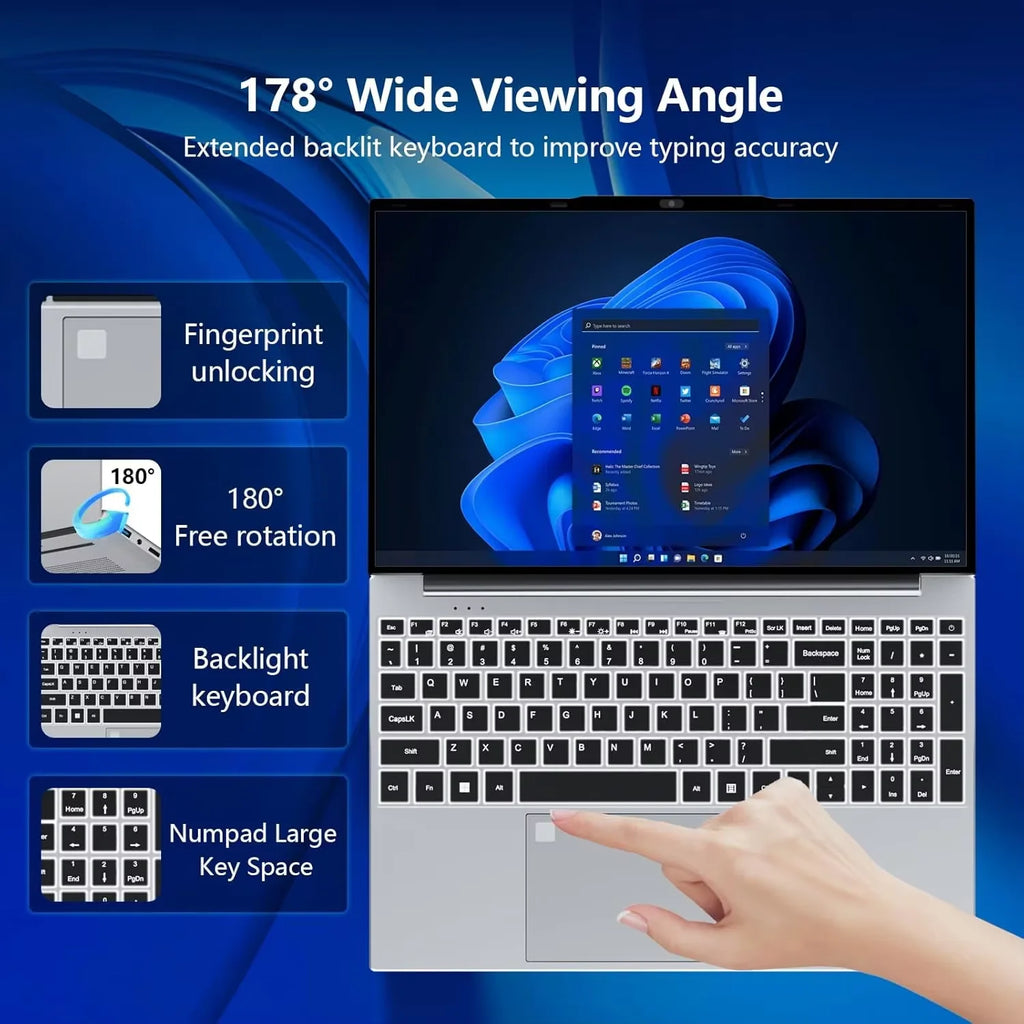 PC Portable 15.6" Intel i9-10980HK — Empreinte Digitale, Clavier Rétroéclairé, 16 Go RAM, SSD, Windows 11