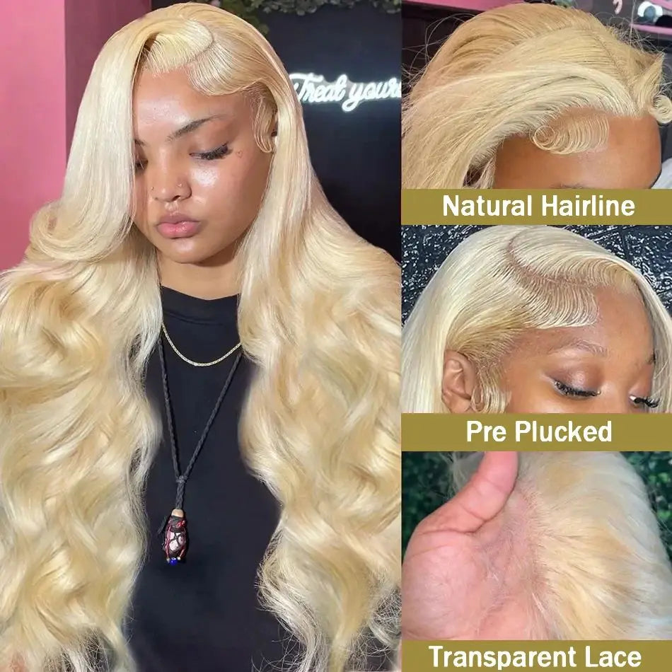 Perruque Body Wave Blonde 613 — Lace Front HD Cheveux Brésiliens Naturels