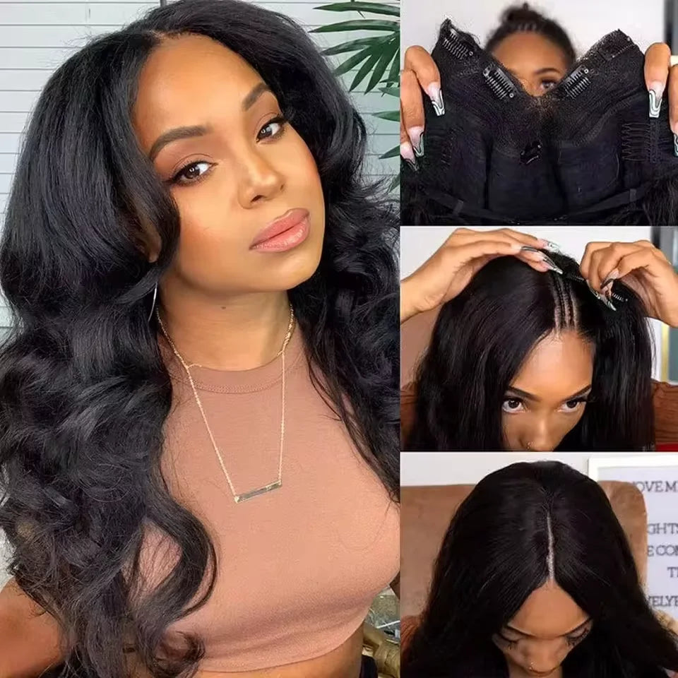 Perruque U Part / V Part Body Wave Sans Colle 200% — Cheveux Brésiliens 30 à 32 Pouces