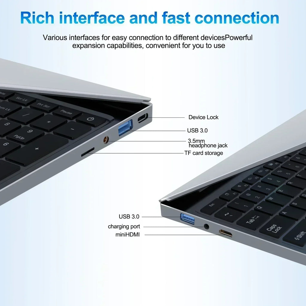 PC Portable 15.6" Intel Core M 6500Y — 16/32 Go RAM, SSD jusqu'à 2 To, Empreinte Digitale, Clavier Rétroéclairé, Windows 11