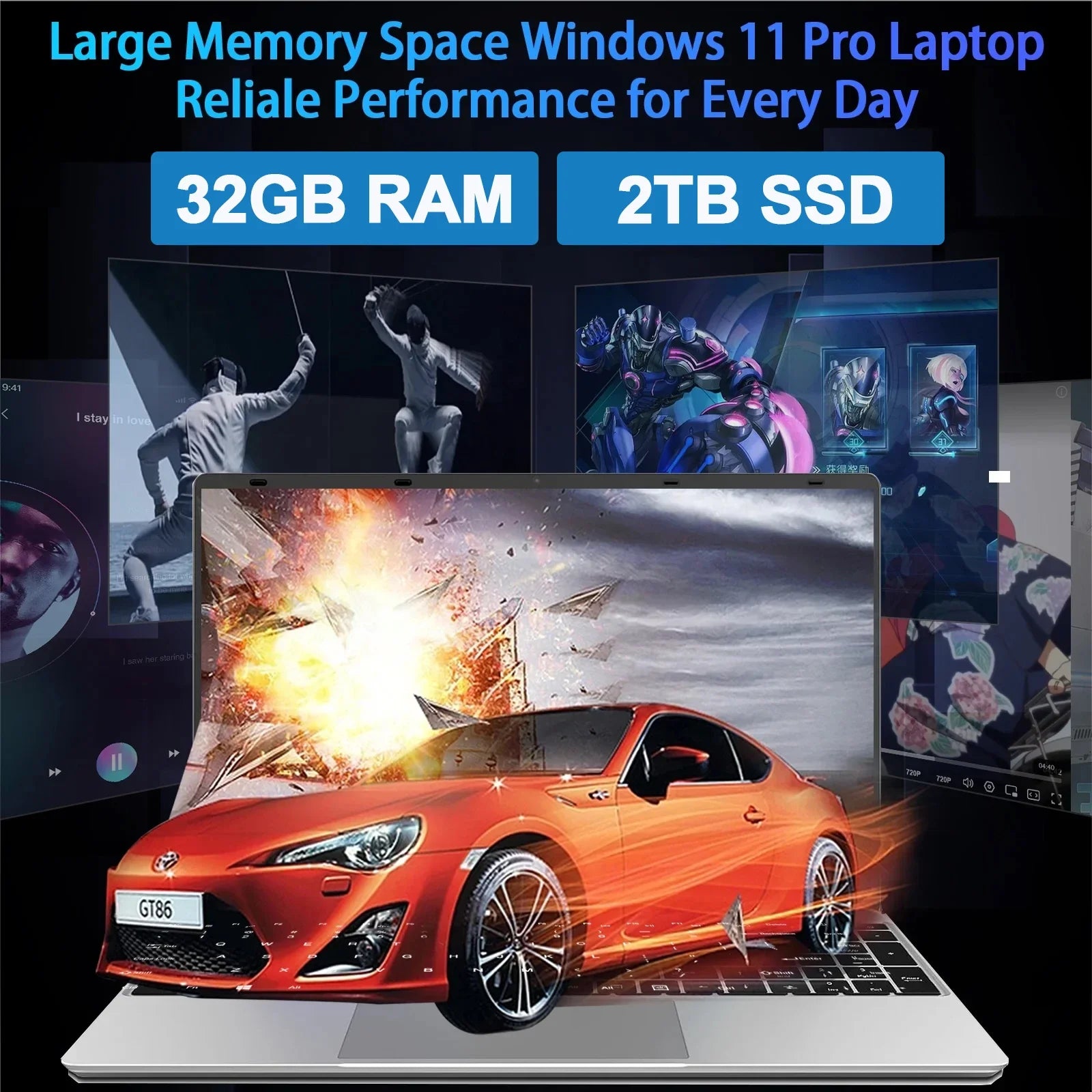 Ordinateur Portable LENO 15.6" — Intel 6500Y, 32 Go RAM, SSD 2To, Empreinte Digitale, Clavier Rétroéclairé, Windows 11