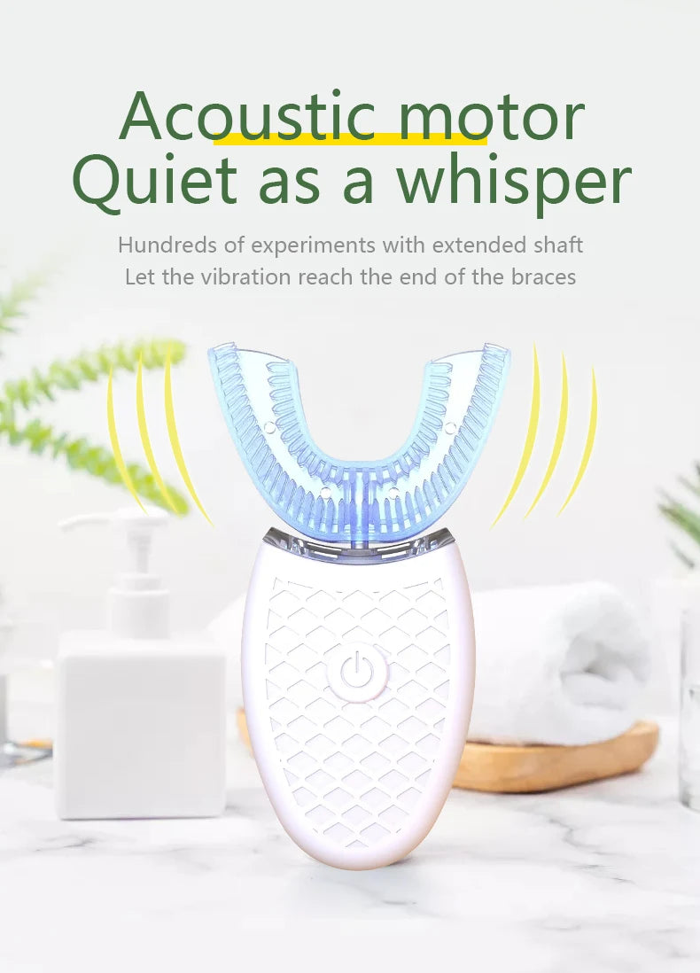 Brosse à Dents Électrique Intelligente en U – 360° Sonique, Silicone, Charge USB
