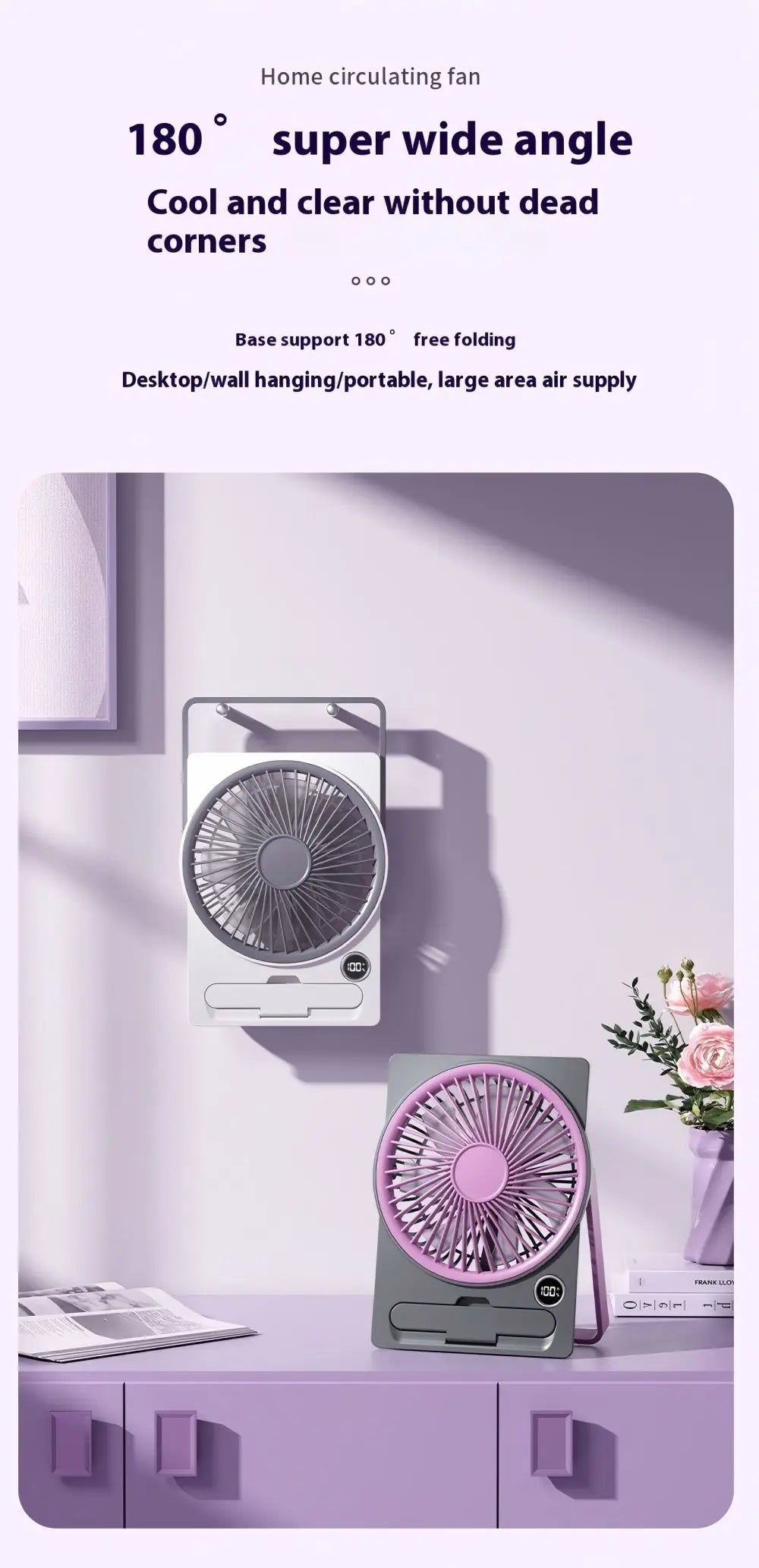 Ventilateur de Table USB avec Affichage Digital