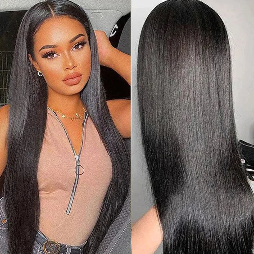 Perruque Bone Straight Sans Colle Wear & Go — Lace 4x4 Cheveux Humains 100% Naturels