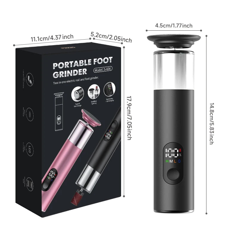 Lime à Pieds Électrique 2-en-1 – Pédicure & Polissage Ongles, Mixte, Coffret Cadeau