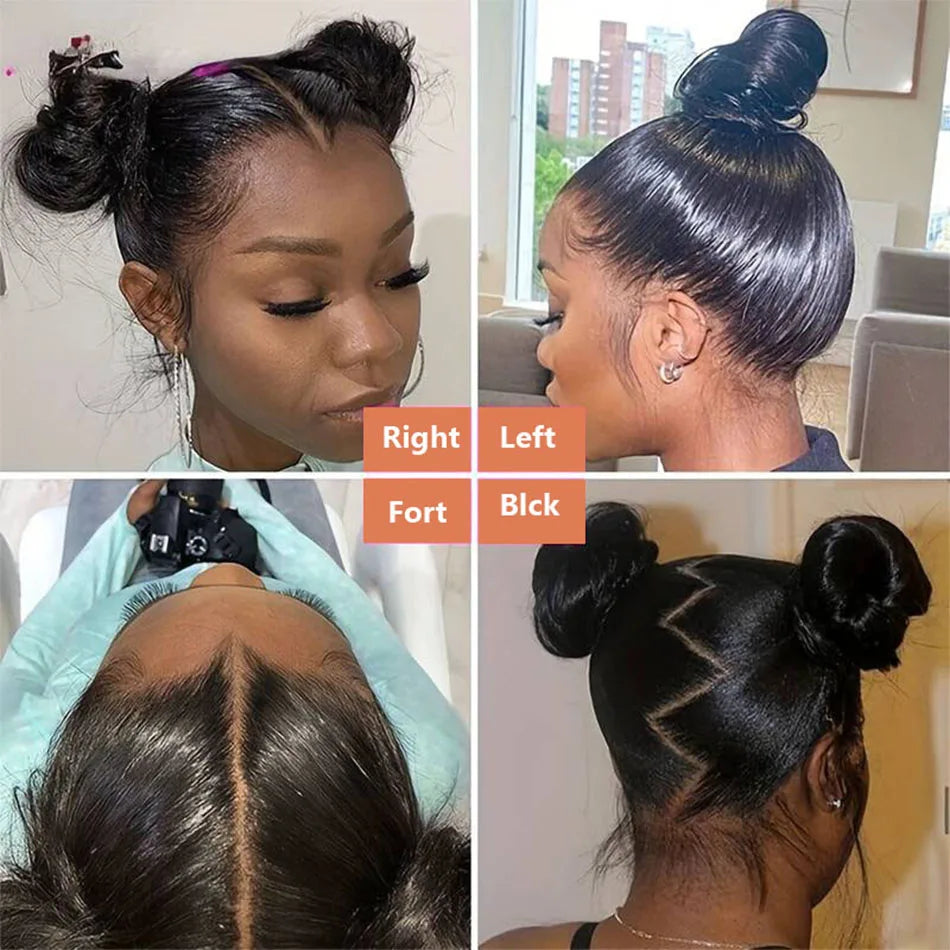 Perruque Lisse Sans Colle 360 Lace Front HD 5x5 — Cheveux Brésiliens Noir Naturel 30 Pouces Pré-Épilée