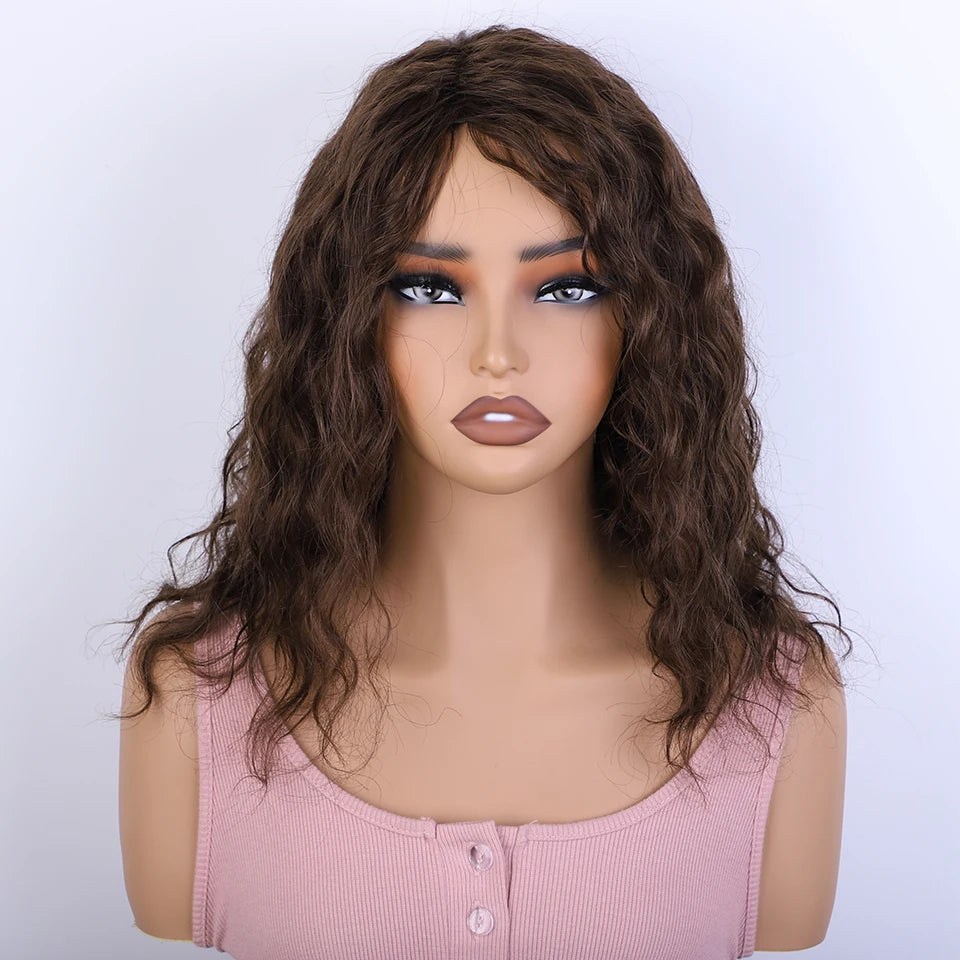 Perruque Body Wave Courte Brun 2# & 4# — Cheveux Brésiliens Naturels Prêt-à-Porter