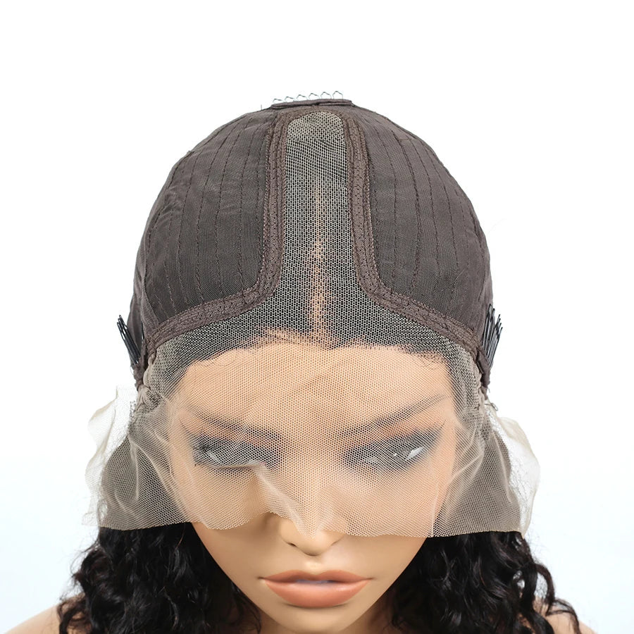 Perruque Bob Courte Deep Wave Curly — T Part Lace HD Cheveux Brésiliens Remy 100% Naturels