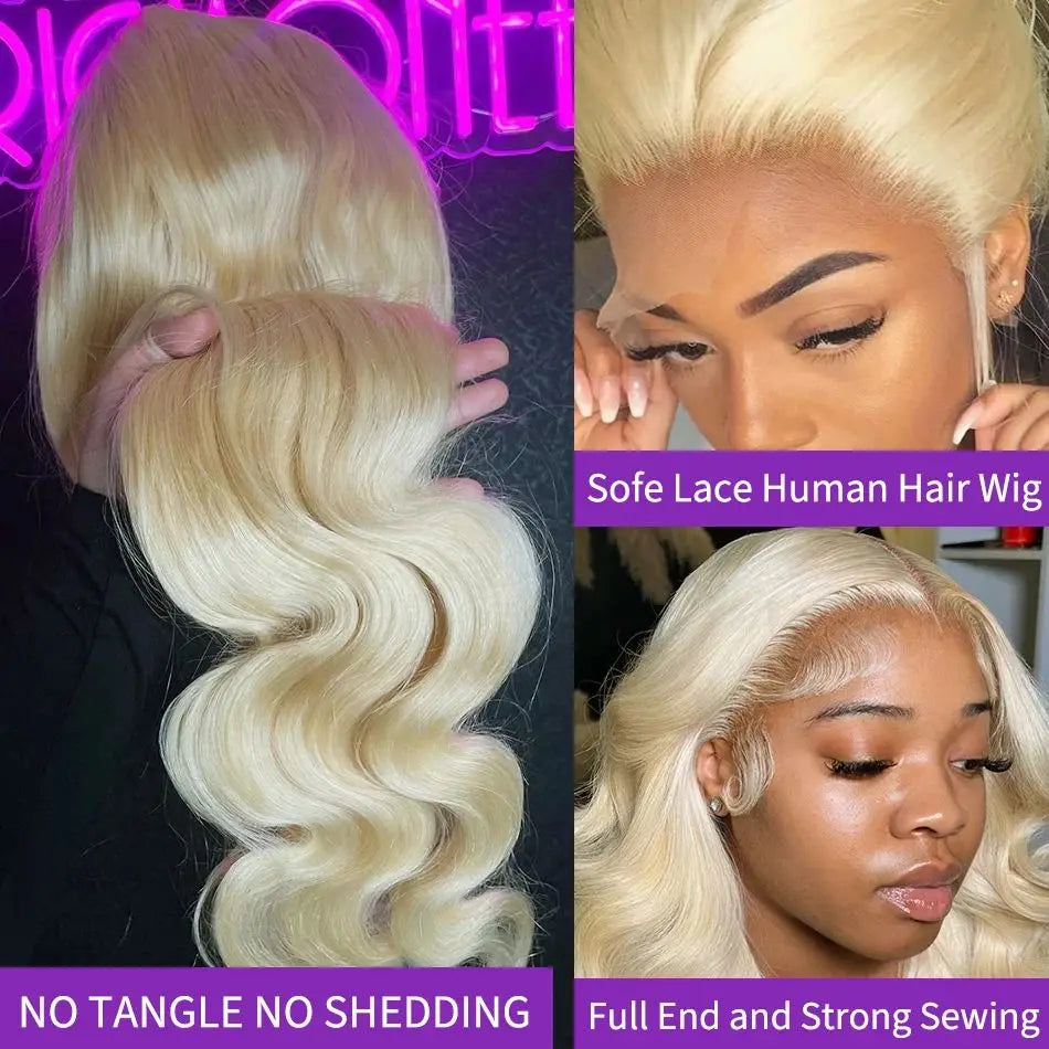 Perruque Body Wave Blonde 613 — Lace Front HD Cheveux Brésiliens Naturels