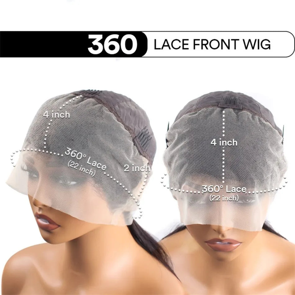 Perruque Lisse Sans Colle 360 Lace Front HD 5x5 — Cheveux Brésiliens Noir Naturel 30 Pouces Pré-Épilée