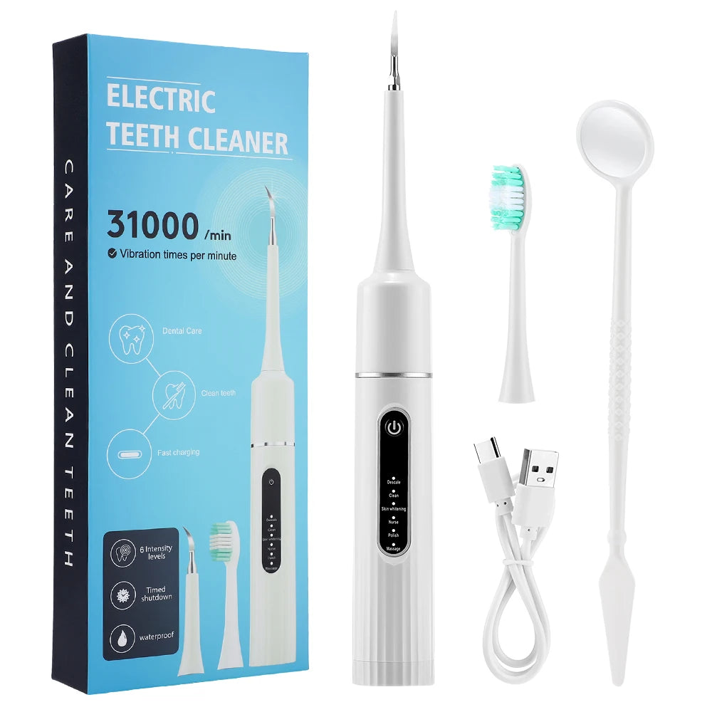Nettoyeur Dentaire Électrique 6 Modes – Portable, Vibration Haute Fréquence, Blanchiment