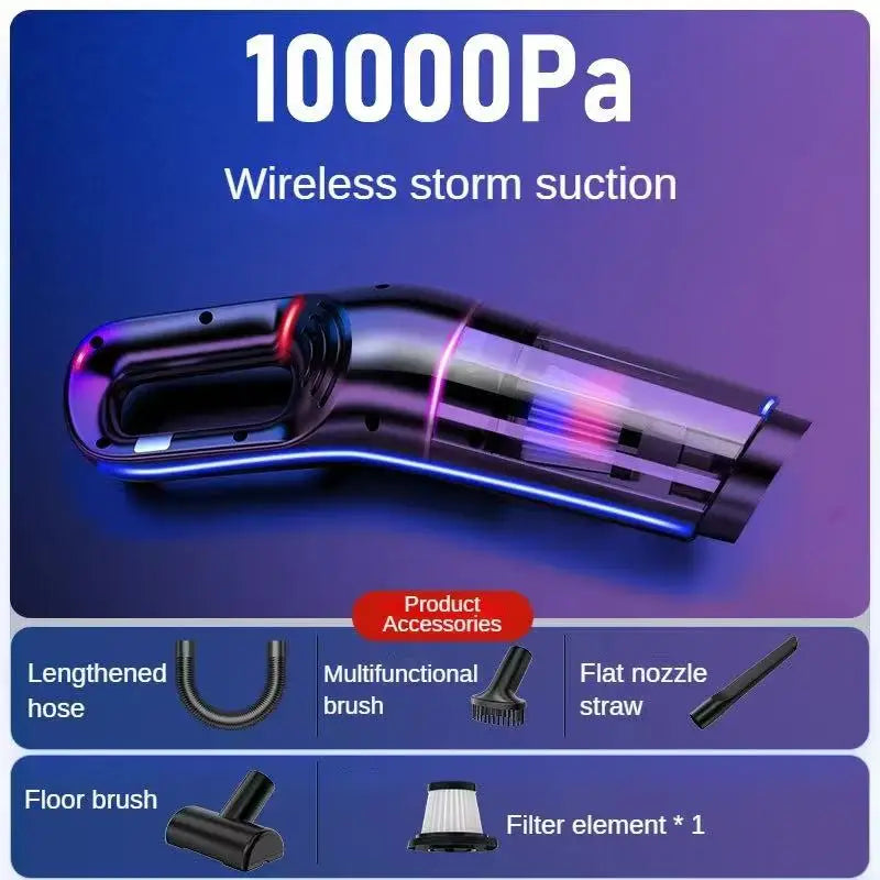 Aspirateur Portable Rechargeable 10000PA – Maison & Voiture, Sans Fil, Anti-Poils