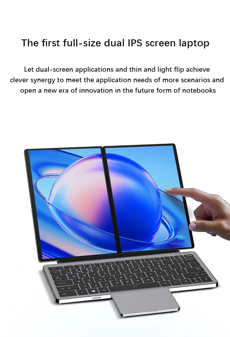 Ordinateur Portable Double Écran GLF-S2 10.95" — Intel i3-1215U / N100, 32 Go DDR5, SSD 2To, Tactile, WiFi 6, Windows 11