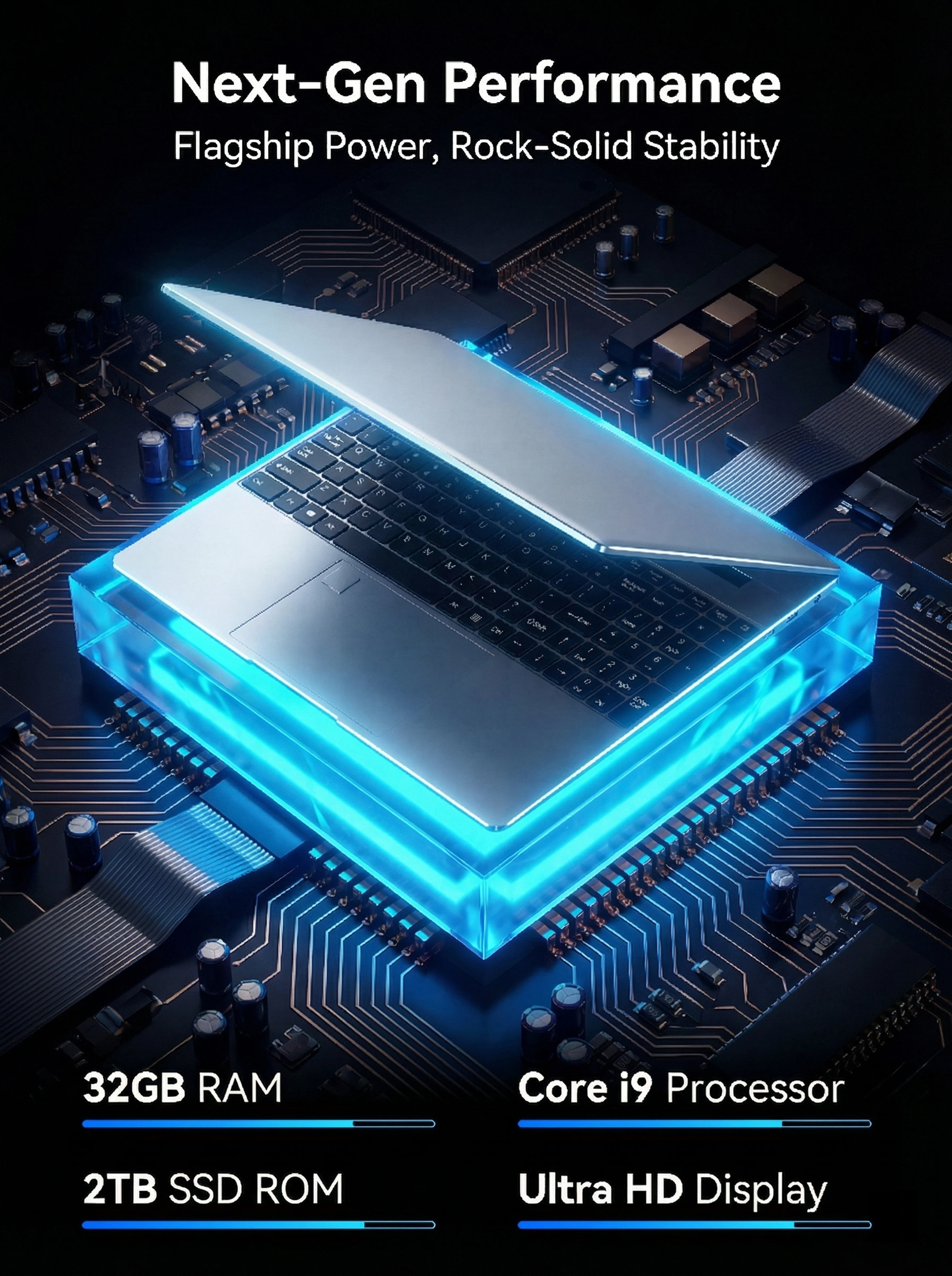 Ordinateur Portable NAIWO 15.6" 2026 — Intel Core i9-9880H, 32 Go DDR4, SSD 2To, Clavier Rétroéclairé, Windows 11 Pro