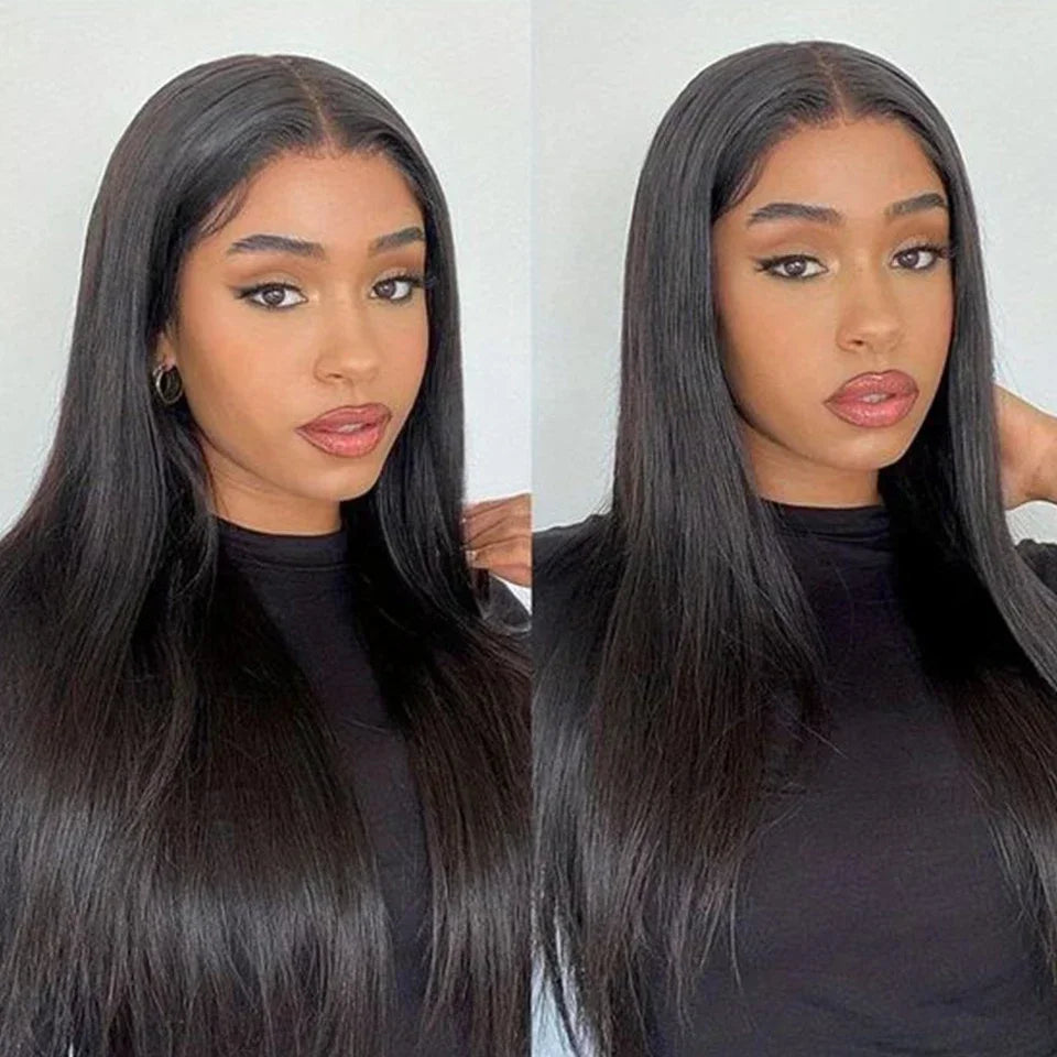 Perruque Bone Straight Sans Colle Wear & Go — Lace 4x4 Cheveux Humains 100% Naturels