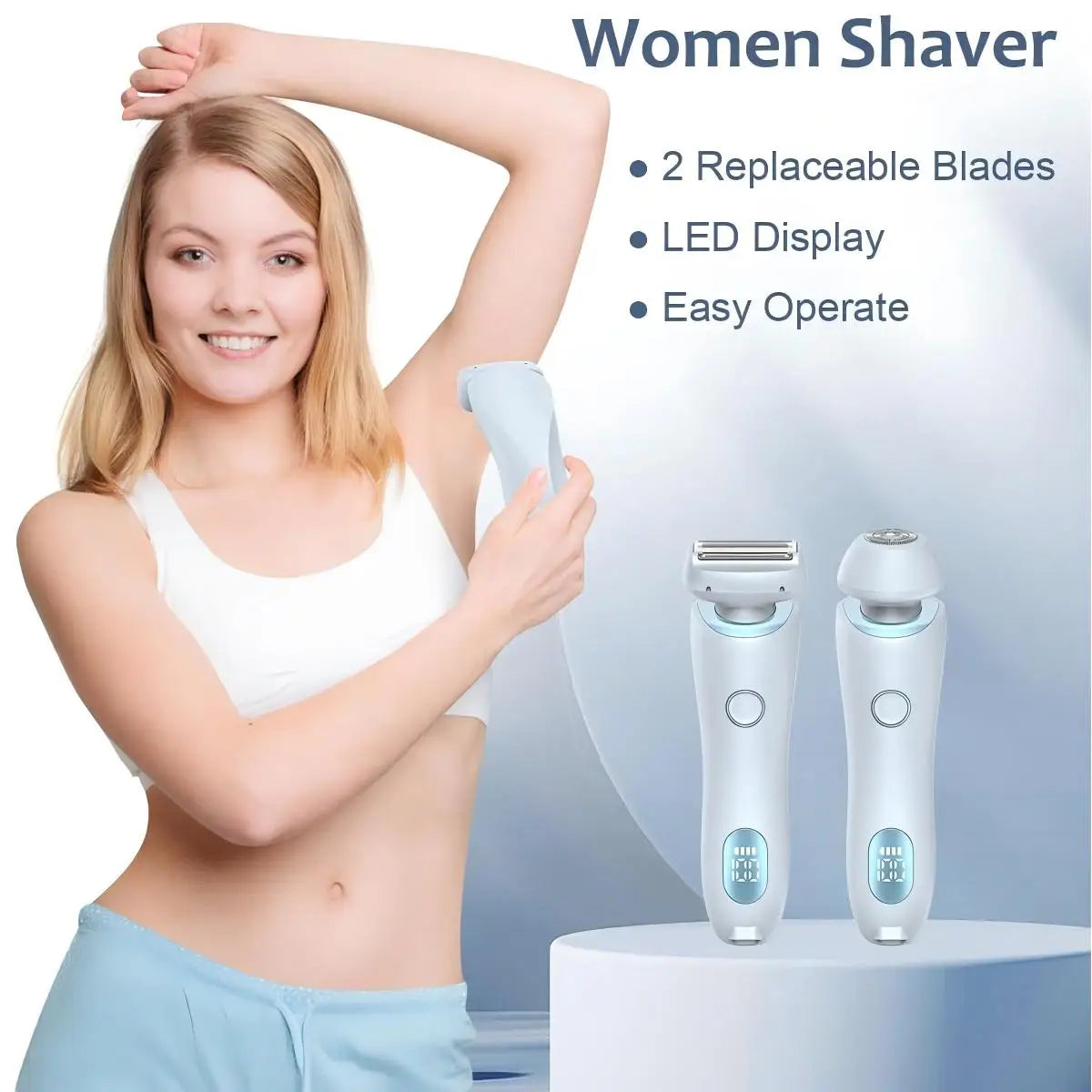 Rasoir Épilateur Électrique Femme – Indolore, Humide & Sec, Visage Corps Bikini
