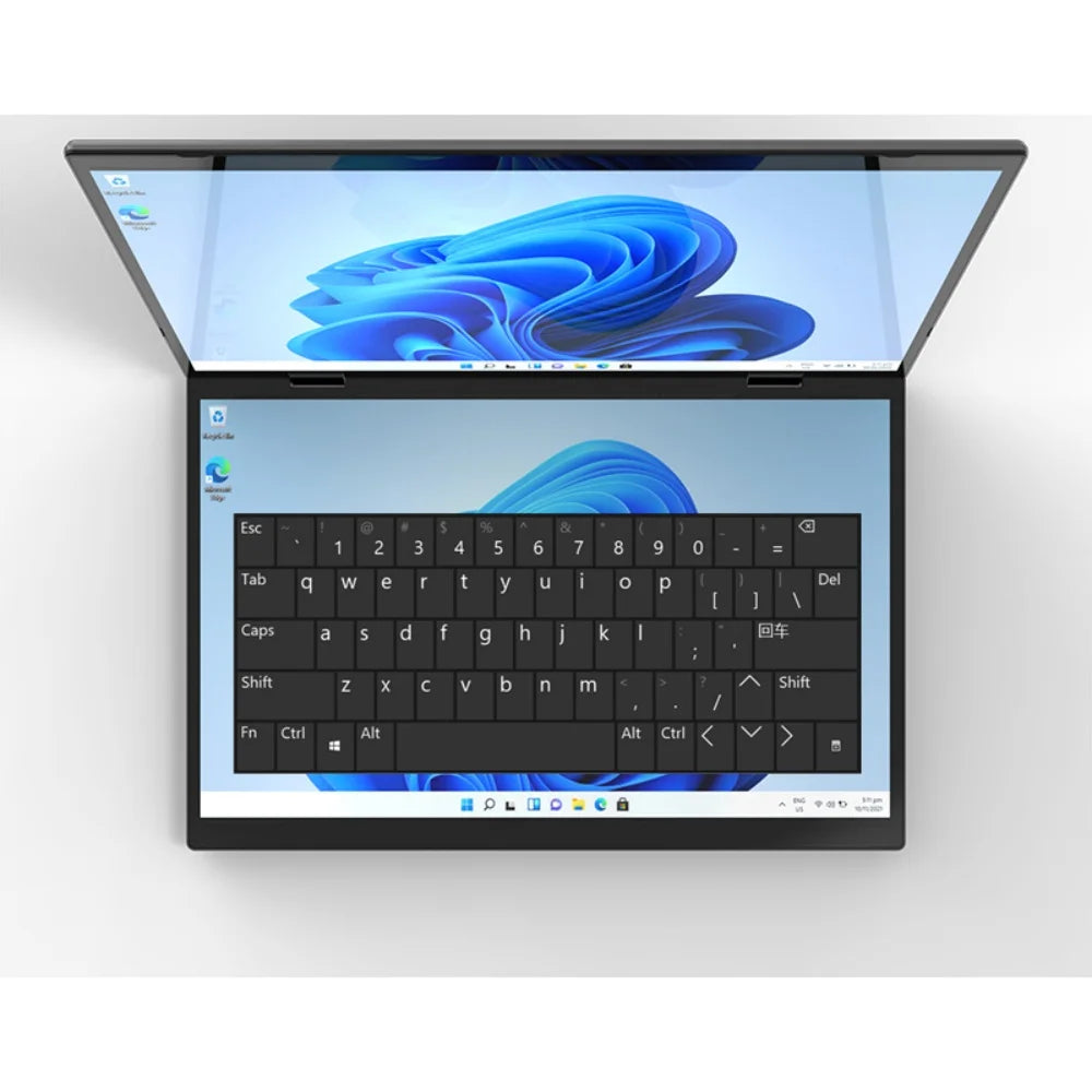 PC Portable Double Écran 14" — Intel N100, 16 Go RAM, 128 Go à 1 To SSD, Écran Tactile, Windows 11