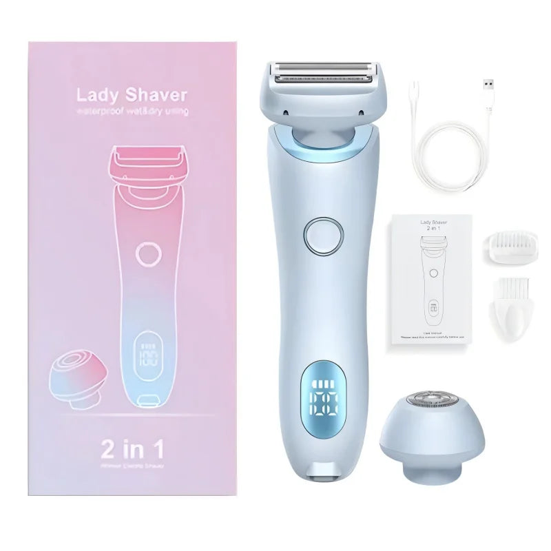 Rasoir Épilateur Électrique Femme – Indolore, Humide & Sec, Visage Corps Bikini