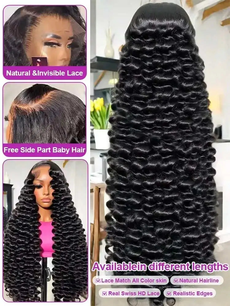 Perruque Loose Deep Wave 250% — Lace Front HD 13x4/13x6 Cheveux Brésiliens 40 à 42 Pouces