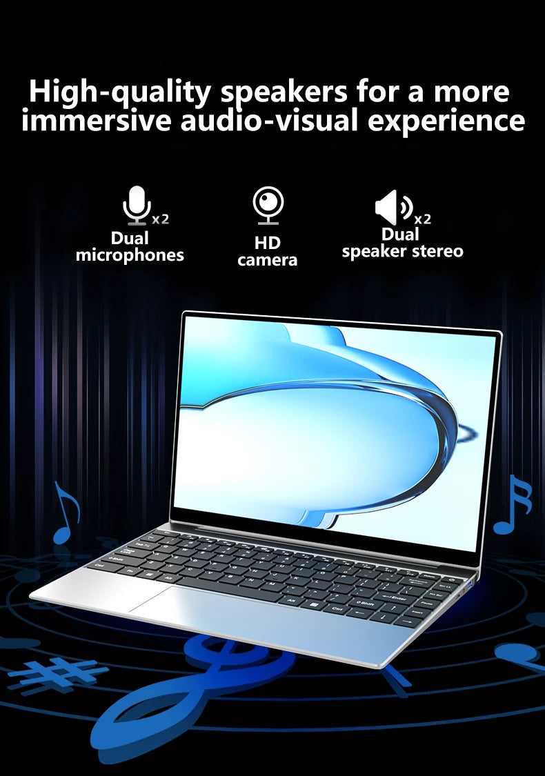 Ordinateur Portable LENO 14.1" Ultra Slim — Intel Pentium 4405U, 16 Go RAM, SSD 2To, Écran Full HD, Windows 11