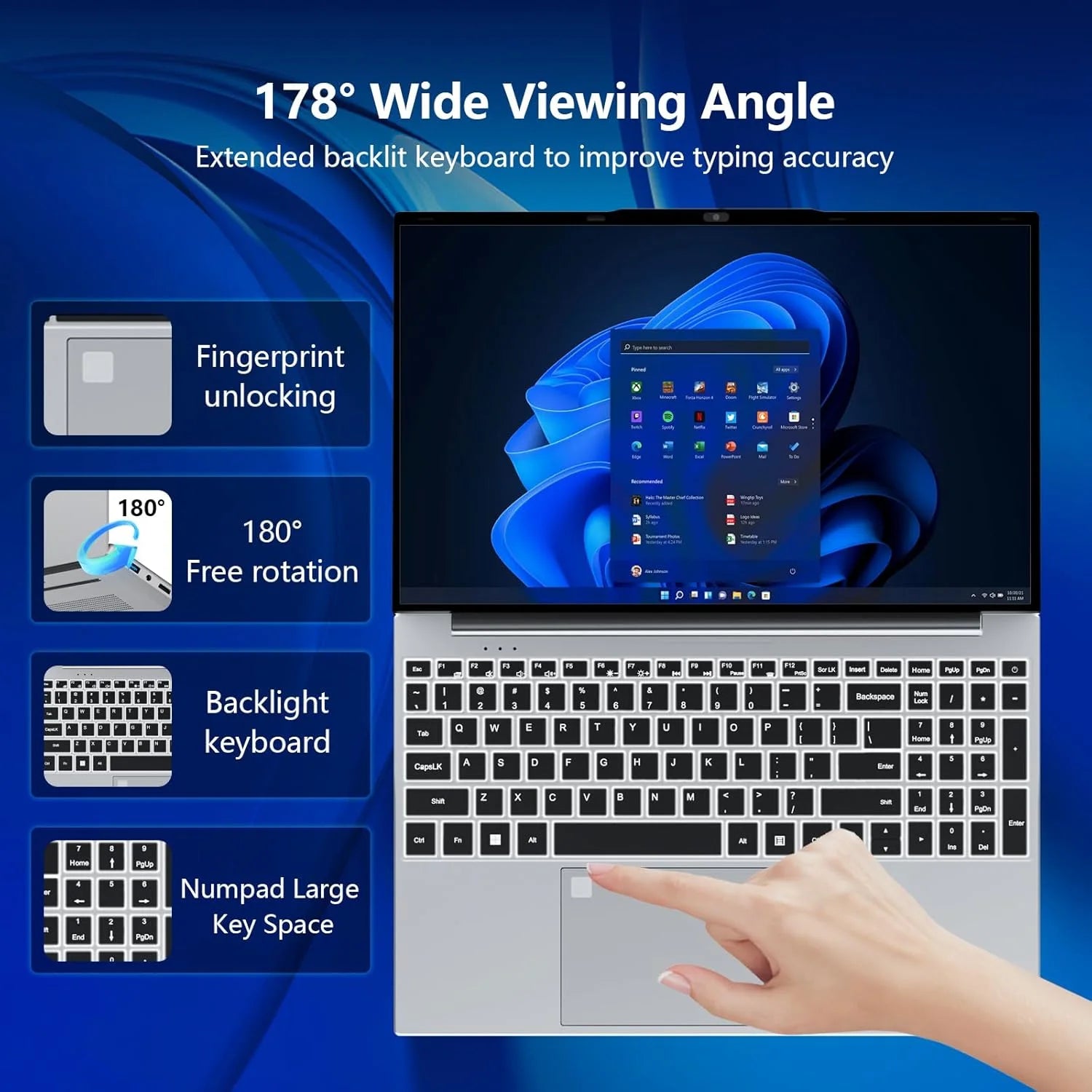PC Portable 15.6" Intel i9-10980HK — Empreinte Digitale, Clavier Rétroéclairé, 16 Go RAM, SSD, Windows 11