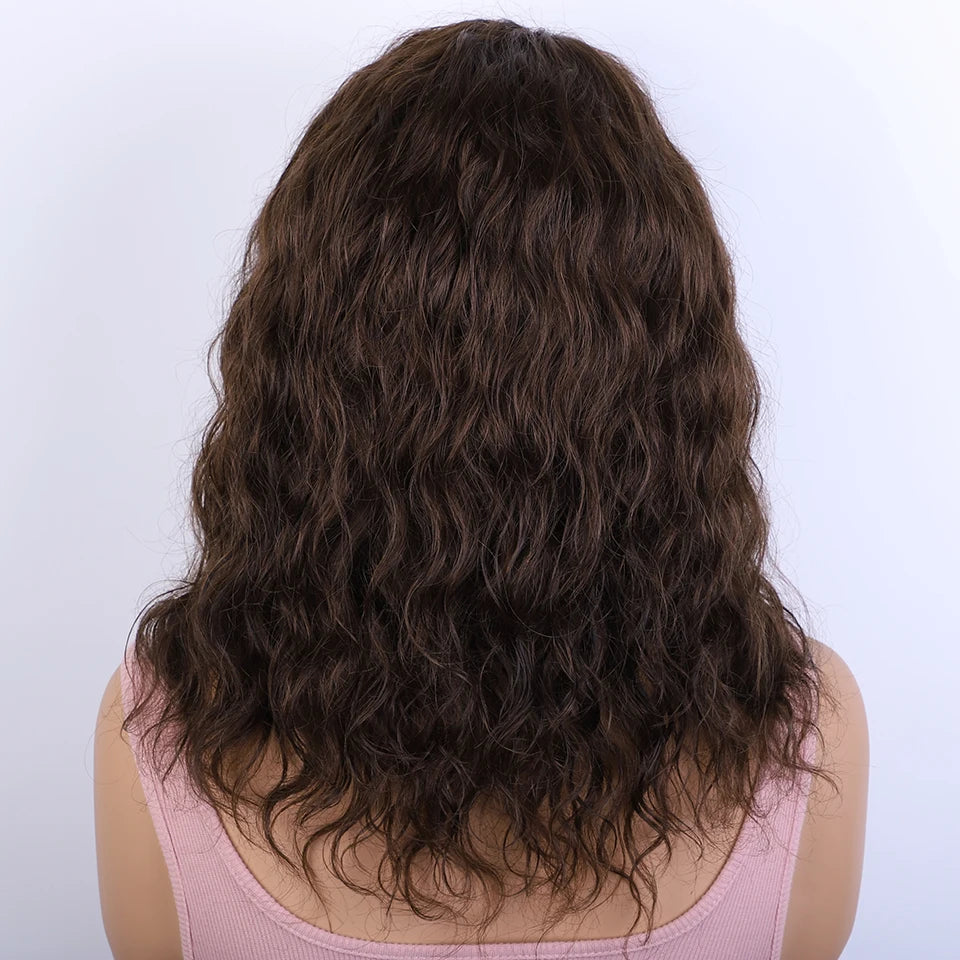 Perruque Body Wave Courte Brun 2# & 4# — Cheveux Brésiliens Naturels Prêt-à-Porter